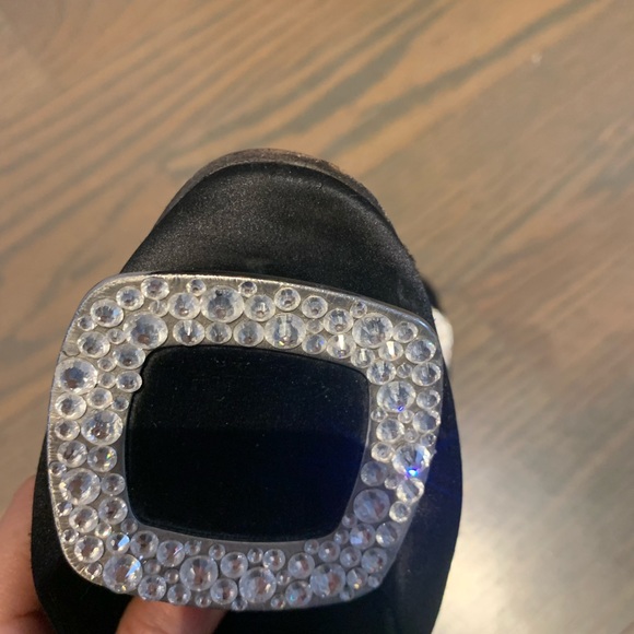 Roger Vivier Black Satin Trompette Crystals d' Orsay Ballet Flats - Picture 9 of 10